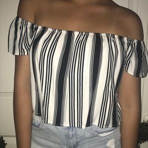 forever 21 striped off the shoulder top